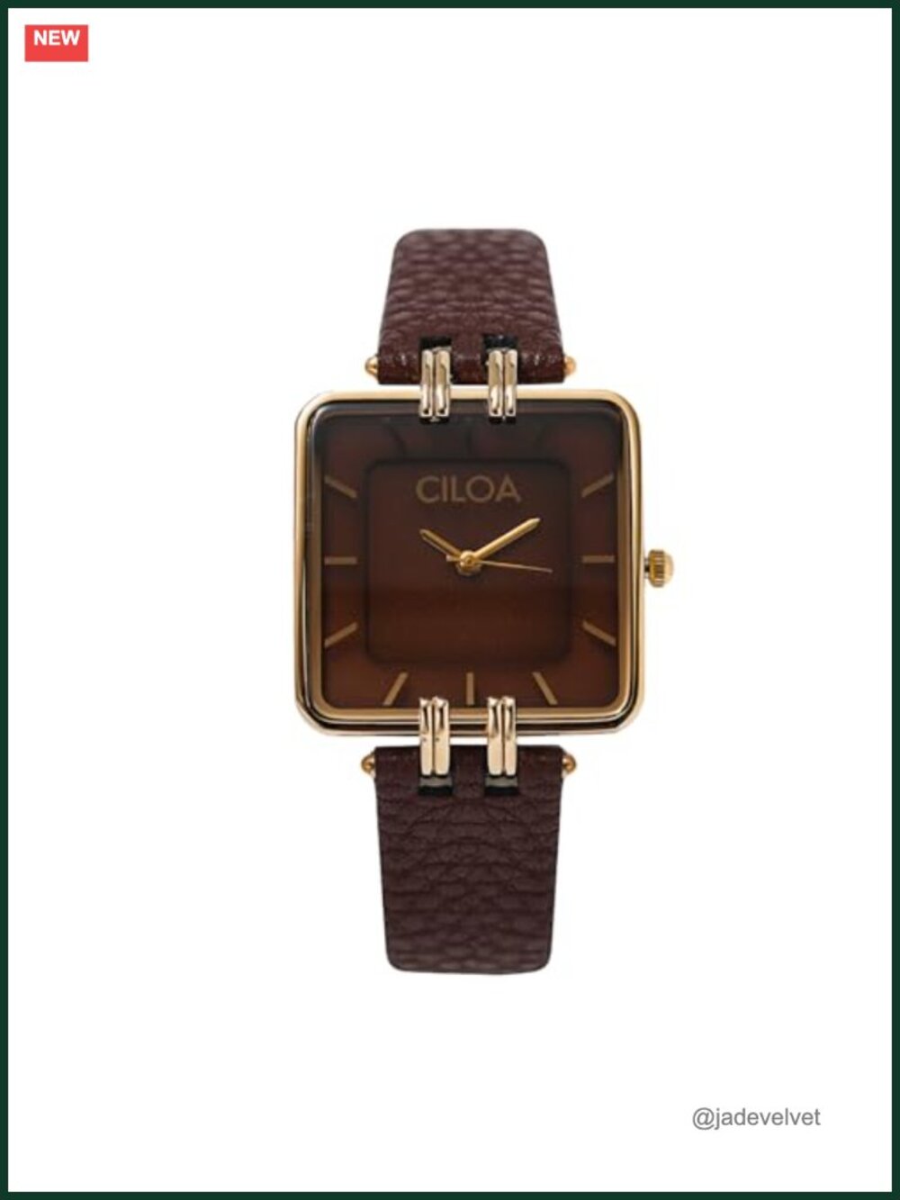 Womens Leather Strap Watch Gold-Tone Square Dainty Elegant Casual